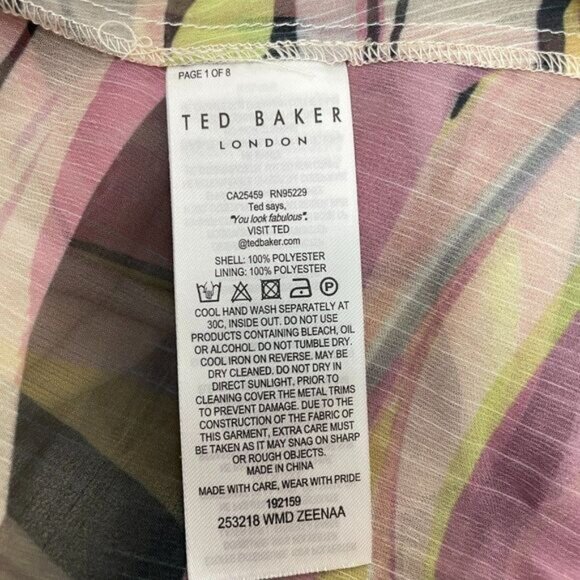 Ted Baker Zeenaa Blouson Sleeve Zebra Print Mini Dress Dusty Pink Ted 2/ US 6 - Picture 9 of 11